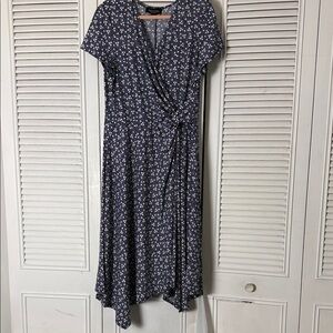 Perceptions Navy Asymmetrical Floral Dress